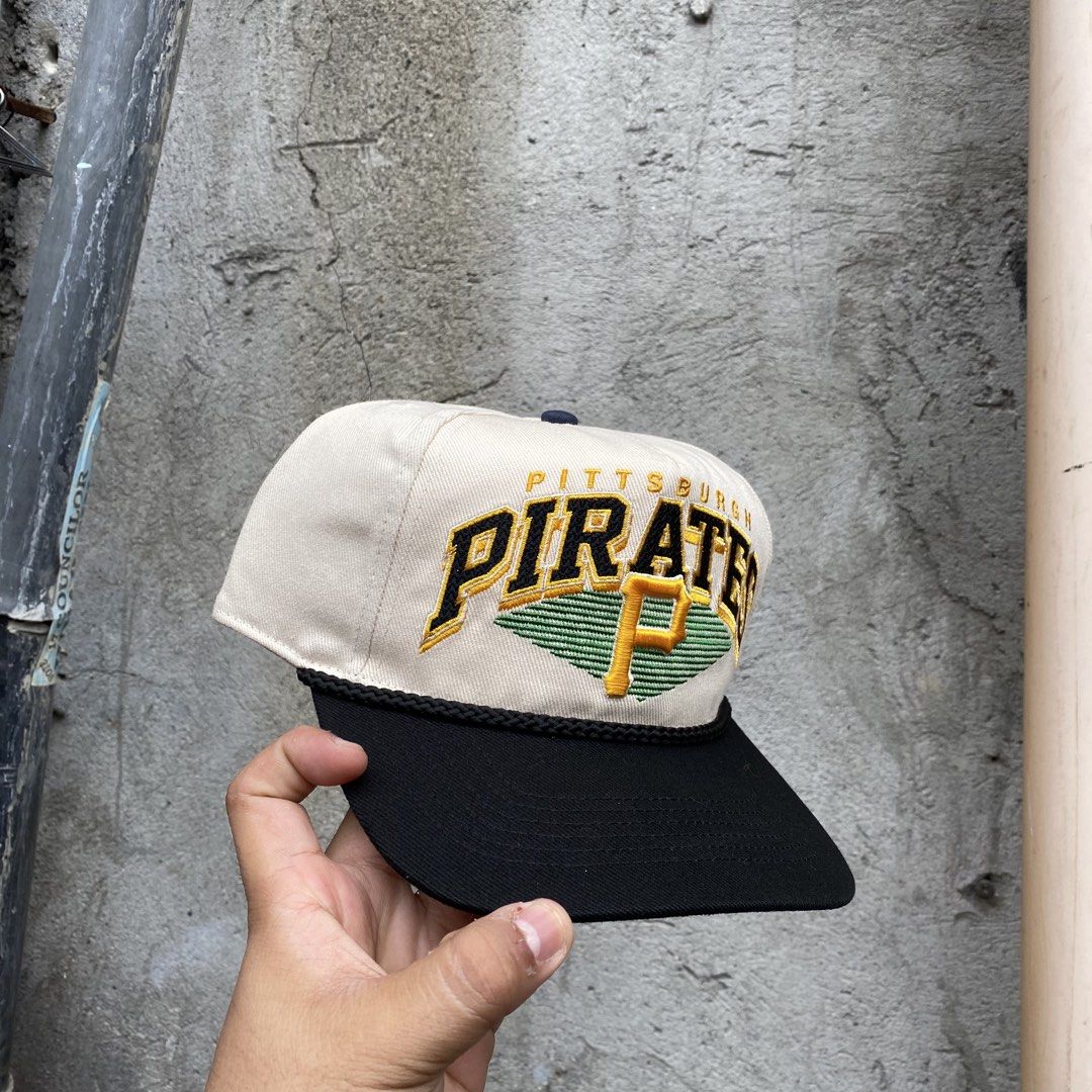 47 Brand Pittsburgh Pirates Baseball Cap (Category: Caps & Hats) located in Manila. Submitted by blingdrop (Listing ID 1461732903, Image 2). Description: - Cream colored cap with a classic black brim. - Features an embroidered Pittsburgh Pirates logo on the front. - '47 brand logo embroidered on the side. - Stylish rope detail above the brim. - Interior shows '47 brand taping for quality. - A must-have for any dedicated Pirates fan!.