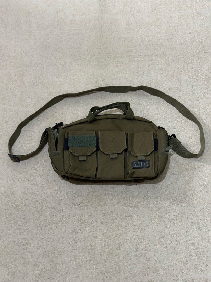 5.11 Tactical Sling bag (Category: Sling Bags) located in Angeles City. Submitted by luigisells (Listing ID 1461750402, Image 1). Description: Very Good Condition Issue/s: no zipper on 1 compartment. see 5th pic MOP: Gcash or Bank Transfer Courier: J&t Express.