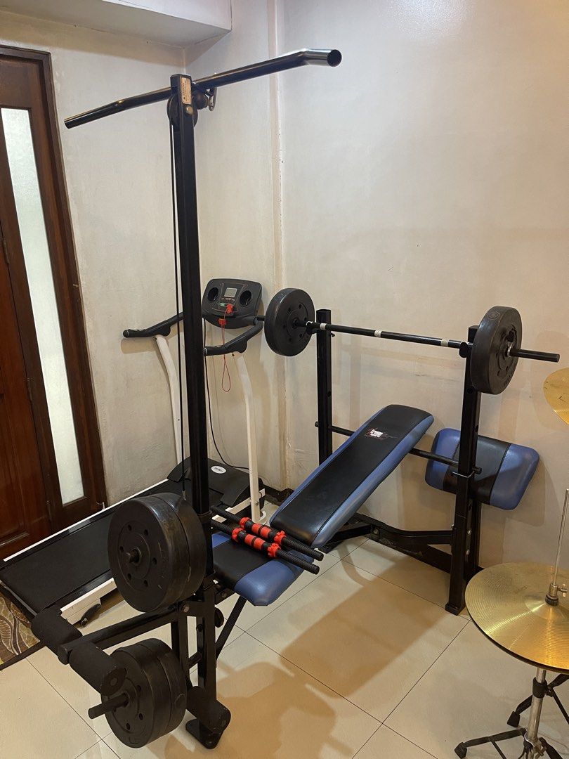 7in1 Multi-functional benchpress + Treadmill (Category: Weights & Dumbbells) located in Manila. Submitted by khleiss (Listing ID 1461656796, Image 3). Description: 7in1 Multi-functional benchpress + Treadmill Xtreme Sports Multi-functional Benchpress ◾you can do Upper body and Lower body workouts. ◾Complete set (Barbell, Long bar, Dumbbells, Plates & Locks) Treadmill ◾With safety cable ◾Freebie: Treadmill lubricant Personal equipment Good as new 
