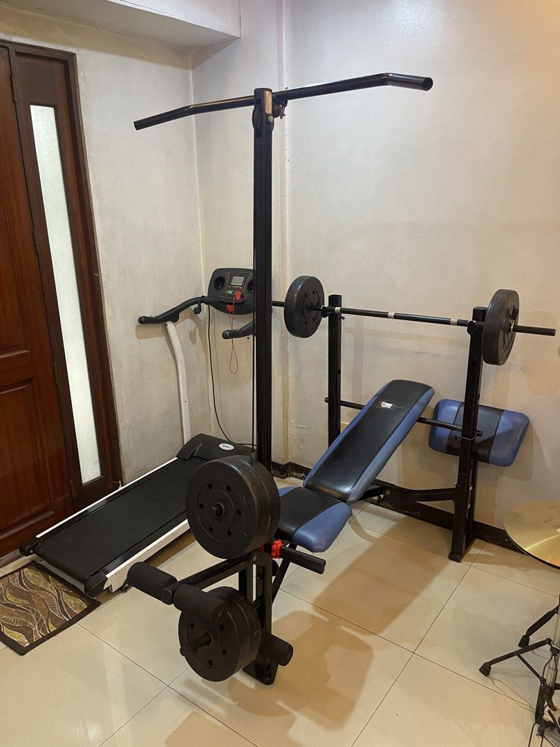 7in1 Multi-functional benchpress + Treadmill (Category: Weights & Dumbbells) located in Manila. Submitted by khleiss (Listing ID 1461656796, Image 1). Description: 7in1 Multi-functional benchpress + Treadmill Xtreme Sports Multi-functional Benchpress ◾you can do Upper body and Lower body workouts. ◾Complete set (Barbell, Long bar, Dumbbells, Plates & Locks) Treadmill ◾With safety cable ◾Freebie: Treadmill lubricant Personal equipment Good as new 