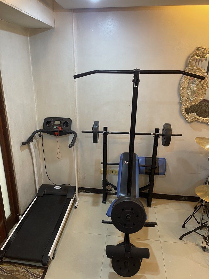 7in1 Multi-functional benchpress + Treadmill (Category: Weights & Dumbbells) located in Manila. Submitted by khleiss (Listing ID 1461656796, Image 2). Description: 7in1 Multi-functional benchpress + Treadmill Xtreme Sports Multi-functional Benchpress ◾you can do Upper body and Lower body workouts. ◾Complete set (Barbell, Long bar, Dumbbells, Plates & Locks) Treadmill ◾With safety cable ◾Freebie: Treadmill lubricant Personal equipment Good as new 