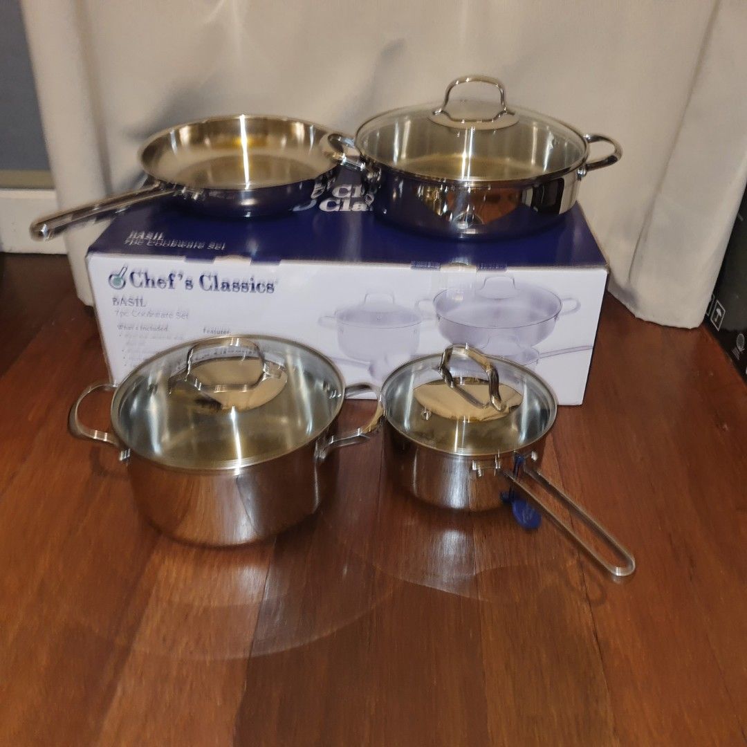 7pcs chef's classics basil cookware set stainless (Category: Craft Supplies & Tools) located in Pasig City. Submitted by thethinkers (Listing ID 1461700045, Image 3). Description: .