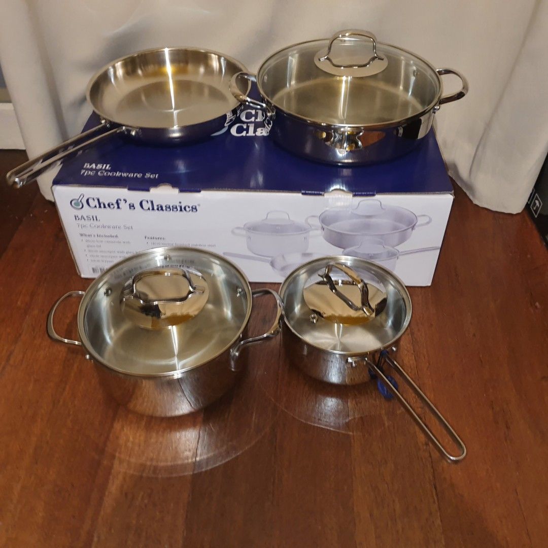 7pcs chef's classics basil cookware set stainless (Category: Craft Supplies & Tools) located in Pasig City. Submitted by thethinkers (Listing ID 1461700045, Image 2). Description: .
