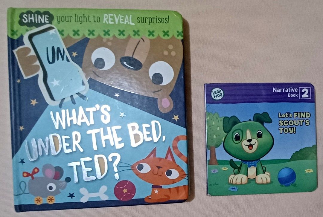 📚 2 Kids Board Book Bundle — Interactive + Educational! (Category: Children's Books) located in Quezon City. Submitted by wjmae (Listing ID 1461587287, Image 1). Description: 📖 Book 1: What’s Under the Bed, Ted? - ✨ Flashlight-reveal magic! Shine a light & hidden pictures appear ​ - Written by Rosie Greening • Illustrated by Stuart Lynch ​ - Cute bedtime story about facing fears & finding there’s nothing to be scared of ​ - Sturdy hardcover boa