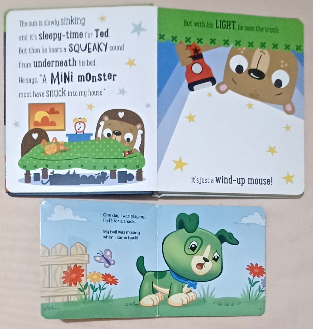 📚 2 Kids Board Book Bundle — Interactive + Educational! (Category: Children's Books) located in Quezon City. Submitted by wjmae (Listing ID 1461587287, Image 3). Description: 📖 Book 1: What’s Under the Bed, Ted? - ✨ Flashlight-reveal magic! Shine a light & hidden pictures appear ​ - Written by Rosie Greening • Illustrated by Stuart Lynch ​ - Cute bedtime story about facing fears & finding there’s nothing to be scared of ​ - Sturdy hardcover boa
