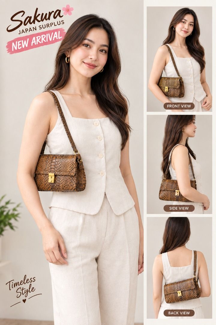 ✨ JAPAN IMPORT | GENUINE PYTHON SNAKESKIN SLING BAG✨ No. 28 (Category: Cross-body Bags) located in Valenzuela. Submitted by sakura_japan_surplus (Listing ID 1461643609, Image 2). Description: ✨ JAPAN IMPORT | GENUINE PYTHON SNAKESKIN SLING BAG ✨ LIKE NEW / • Original attachments and Japanese care instruction tag are still intact 💰 payday sale PRICE: ₱650 ONLY! from 750 🔥 Beautiful genuine python snakeskin sling wallet in elegant natural cream, 