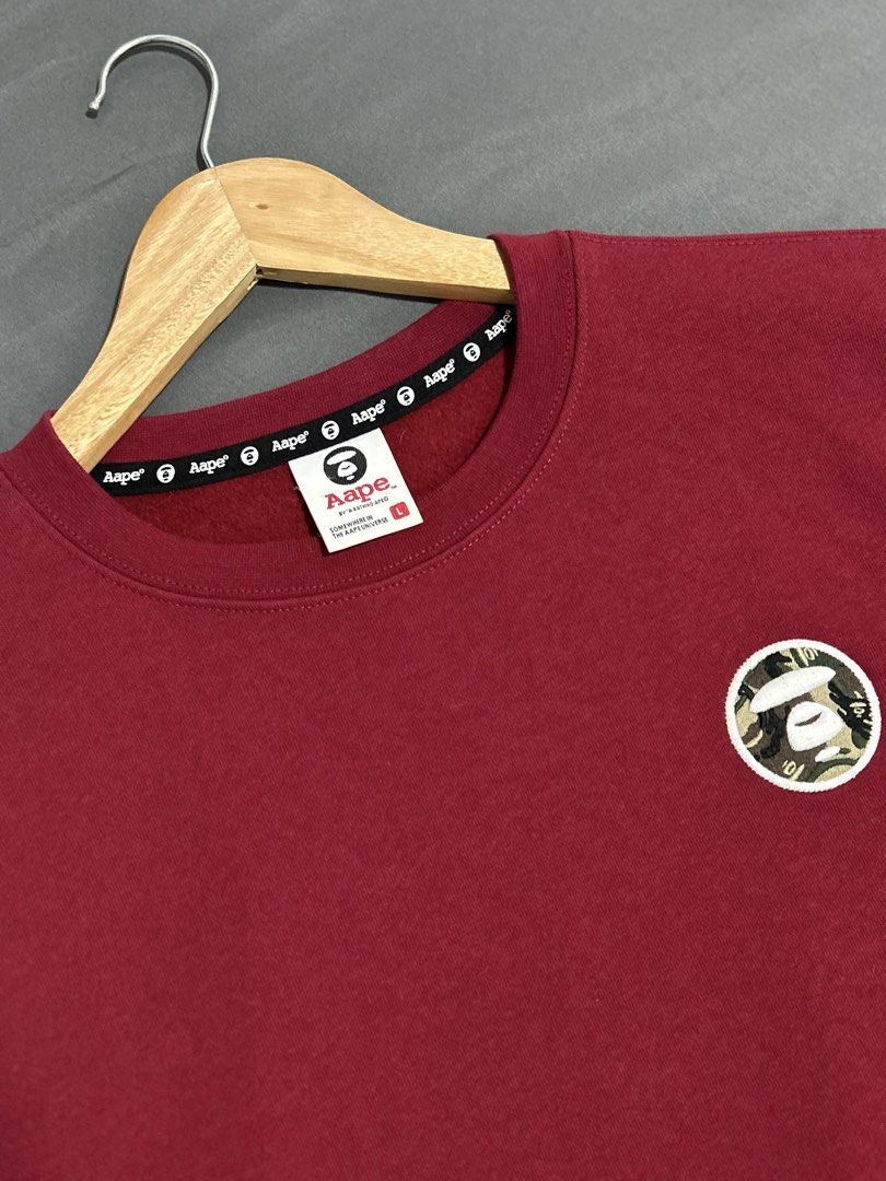 Aape Crewneck ‘Maroon’ (Category: Coats, Jackets and Outerwear) located in Cavite. Submitted by gnthrift (Listing ID 1461576559, Image 2). Description: Aape Crewneck ‘Maroon’ Size: L on tag Dimes: 21.5x27 Color rate: 9.8/10 Complete tags Good as new condition. Panalo ka dito!! Parang bumili sa mall 💯 Mine 1,000 + SF Location: Indang, Cavite MOP: Gcash Courier: J&T Express.