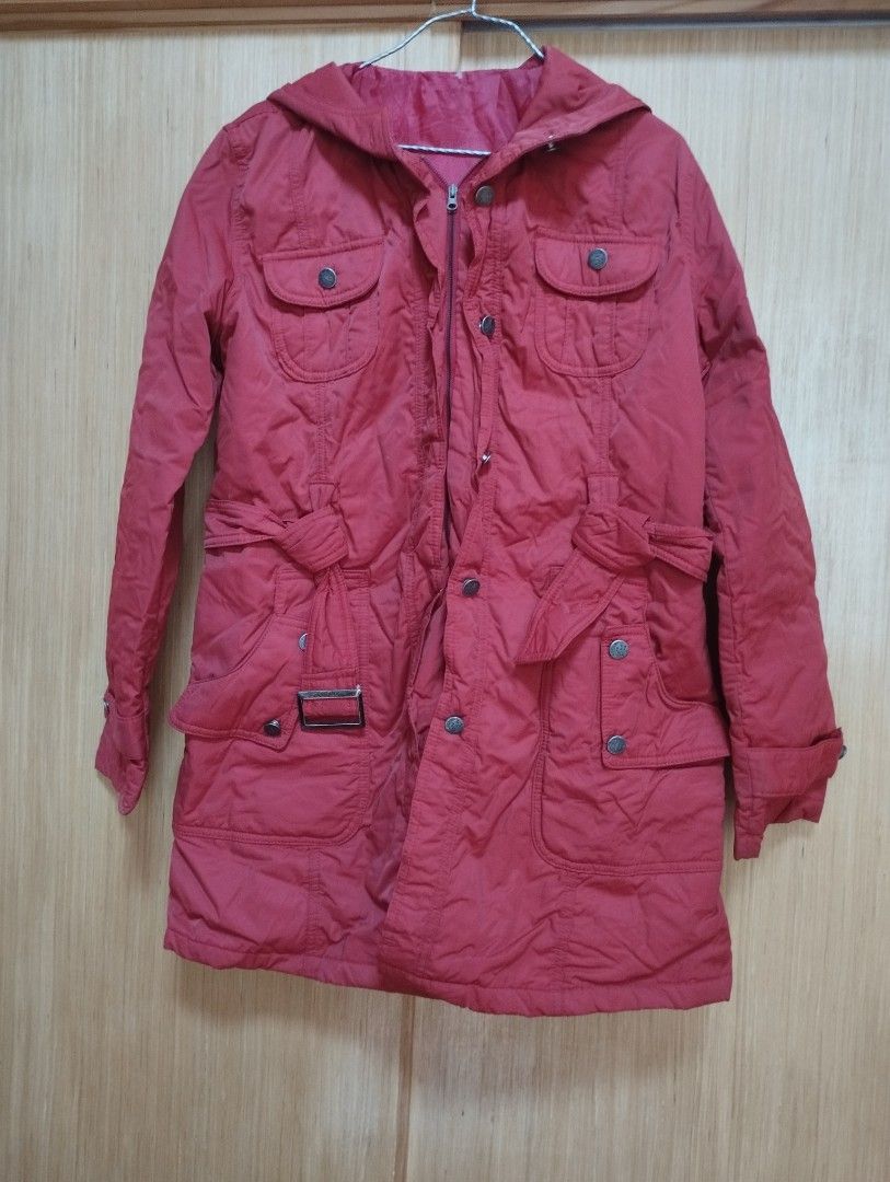Abercrombie & Fitch Vintage '92 Red Orange Hooded Jacket (Category: Coats, Jackets and Outerwear) located in Baguio. Submitted by katgon2016 (Listing ID 1461583067, Image 1). Description: - Red hooded jacket from Abercrombie & Fitch - Features a belt at the waist for a cinched look - Multiple functional pockets - Secure zipper and button closure - nylon lined interior - Ideal for cooler weather - Unique button details - lightweight .