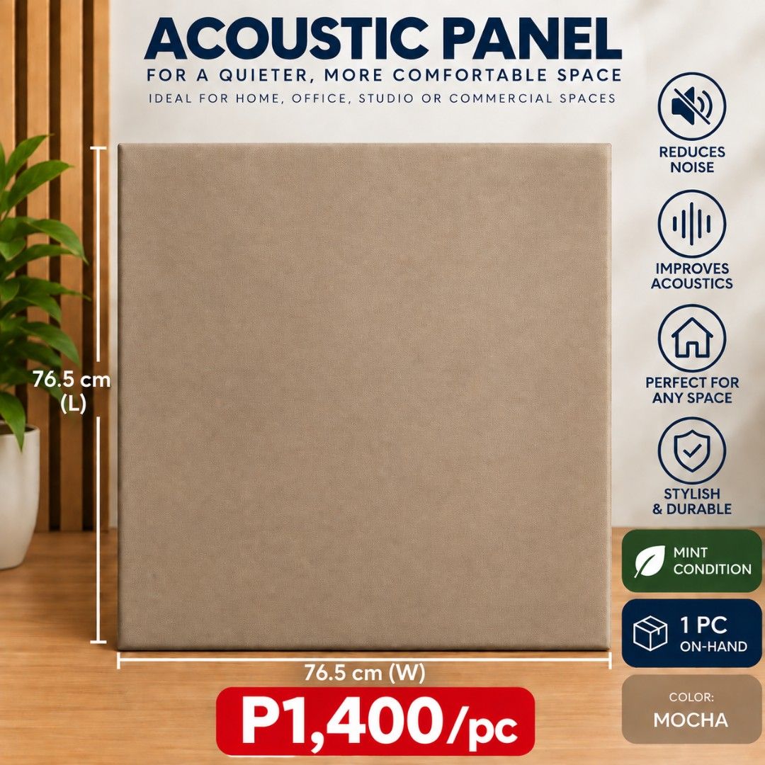 Acoustic Panel for Quieter, More Comfortable Space (Category: Soundbars, Speakers & Amplifiers) located in Quezon City. Submitted by btz753 (Listing ID 1461775628, Image 2). Description: Used Acoustic Panels Made from cellulose fiber Custom sizes Good fabric and color selection Pick-up preferred No reservation, first to pay gets item Additional disc for bulk oders Loc Tandang Sora, QC .