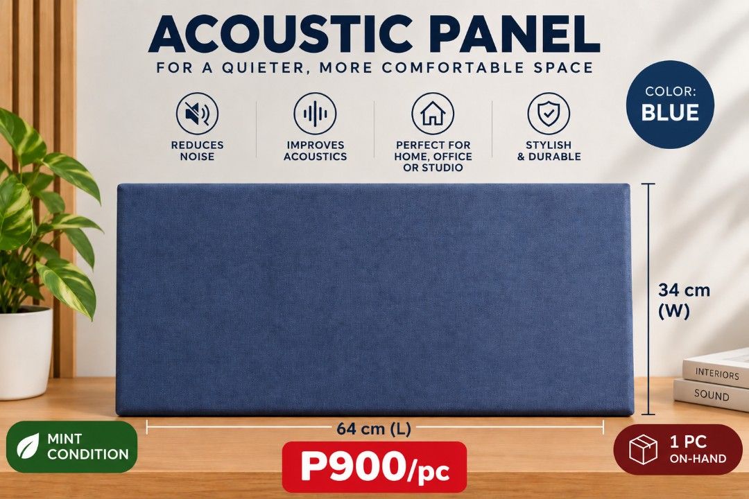 Acoustic Panels (Category: Home Improvement Tools & Accessories) located in Quezon City. Submitted by btz753 (Listing ID 1461776139, Image 2). Description: Made of cellulose fiber Good fabric and color selection No reservation, first to pay gets item Additional disc for bulk orders Loc Tandang Sora, QC Pick-up preferred.
