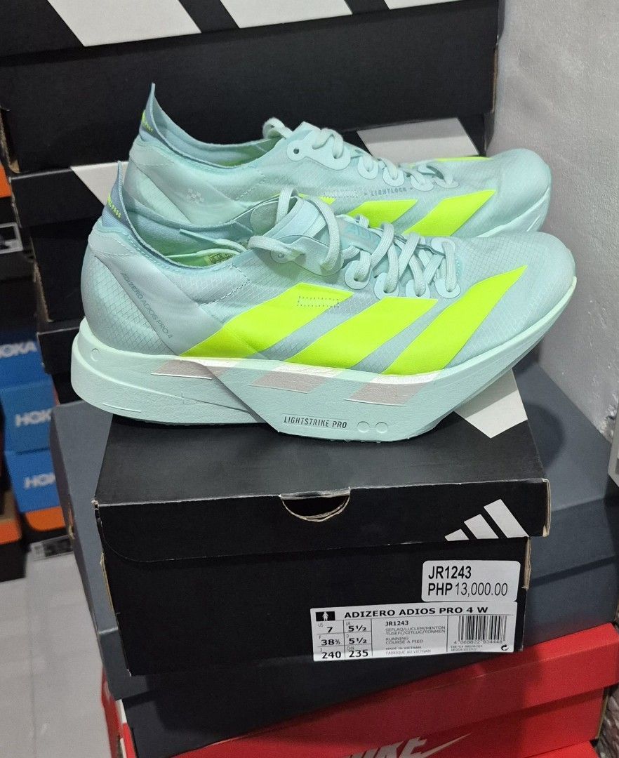 Adidas Adios Pro 4 (Category: Sneakers) located in Calauan. Submitted by dark_mocha (Listing ID 1461755984, Image 1). Description: WTS Brand New / Legit / with OG box ✅ Adidas Adizero Adios Pro 4 "Turquoise" Size: 6.5 | 7 | 7.5 US womens Price: 6,000❗ (SRP 13,000) PM me for more details. Meetup: Calauan - Los Banos Laguna Area Shipping (Buyer's expense).