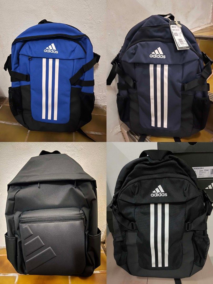 Adidas Backpacks - Blue, Navy, Black (Category: Backpacks) located in Caloocan City. Submitted by savastrid (Listing ID 1461792926, Image 1). Description: - Adidas Backpacks available in Blue, Navy, and Black. - Features the iconic Adidas three stripes design. - Some models include convenient side mesh pockets. - Ideal for school, gym sessions, or everyday carry. - Please check photos for detailed views of each individual bag..