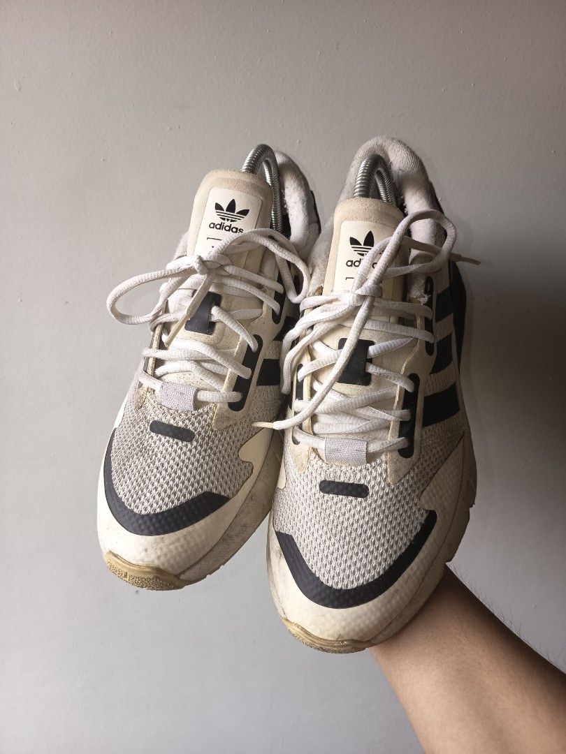Adidas ZX 1K Boost "White/Black" sneaker (Category: Sneakers) located in Pasay City. Submitted by ODDXX (Listing ID 1461593631, Image 2). Description: Adidas ZX 1K Boost "White/Black" sneaker Size 7.5 Men/25.5CM Good Condition (Need Wash) 699php +SF Only!.