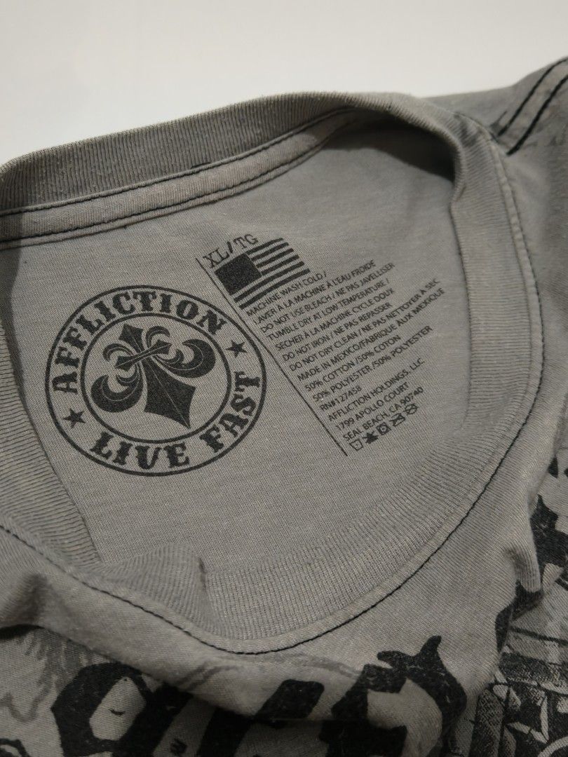 AUTH AFFLICTION "Repent" GRAPHIC GREY SHIRT (Category: Tshirts & Polo Shirts ) located in San Jose. Submitted by arxvaultsz_c (Listing ID 1461685365, Image 3). Description: great condition 📏Dimes: 30x22 L 30 W 22 ❗Issue: minimal stain.