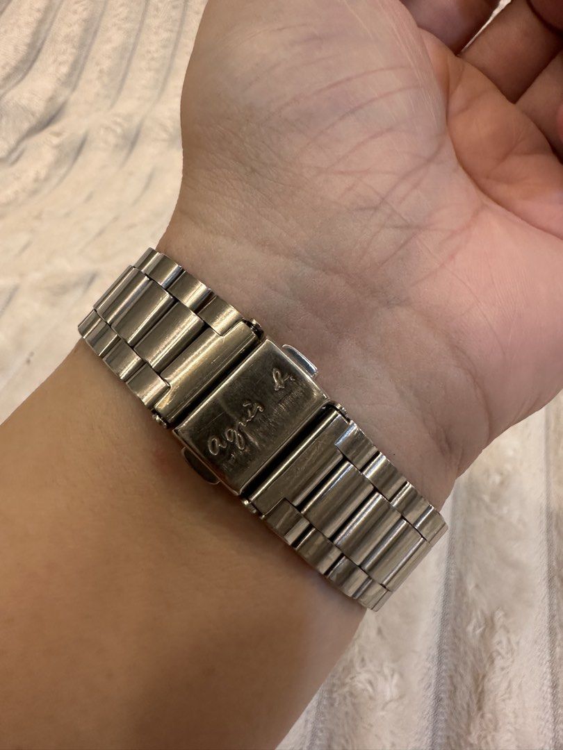Agnes b. Multi-Function (Category: Women's Watches) located in Pasig City. Submitted by surplusatbp (Listing ID 1461565236, Image 2). Description: Agnès b. Multi-Function Description: Sophisticated designer watch featuring a classic multi-sub-dial calendar layout and a durable stainless steel build. Case Size: 34.3 mm | Wrist Size: Fits up to 15 cm Features & Selling Points: * Clean black dial signed with the signature Parisian fashion house bran