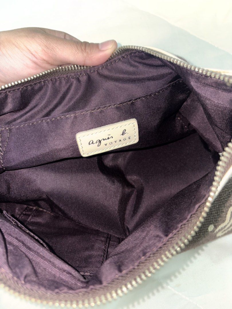 agnès b. VOYAGE Shoulder Bag (Category: Shoulder Bags) located in Manila. Submitted by weararchive.mnl (Listing ID 1461746804, Image 3). Description: FIXED PRICE Preloved but in good condition 🤎 • Brown/cream monogram design • Zipper closure • Shoulder strap • Perfect for everyday use.