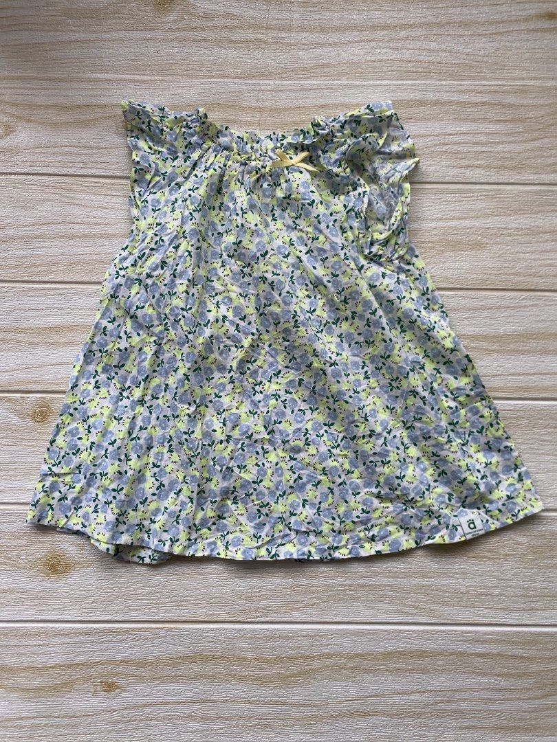 Alfonso charming dress (Category: Babies & Kids Fashion) located in Cebu City. Submitted by yjainani (Listing ID 1461651646, Image 1). Description: charming dress featuring a blue and yellow floral print with a delicate yellow bow at the neckline best fit 18-24m.