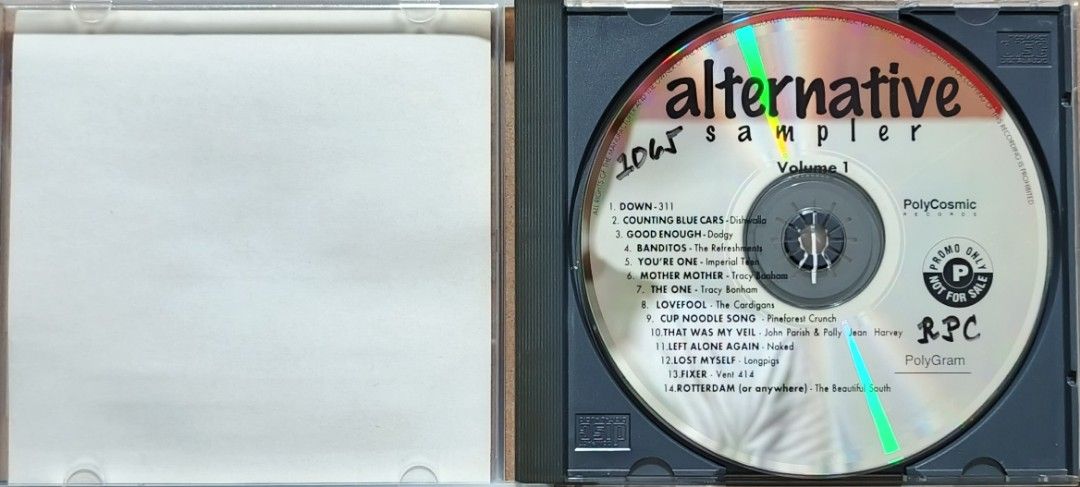 Alternative Sampler Volume 1 CD PolyCosmic Records (Category: CDs & DVDs) located in Manila. Submitted by ruelcabrer77078 (Listing ID 1461770937, Image 2). Description: - Alternative Sampler Volume 1 CD - Features 311, Dodgy, Imperial Teen, The Cardigans, Naked, Longpigs, The Beautiful South - Includes hits like 'Down', 'Banditos', 'Rotterdam' - A great collection of 90s alternative music.
