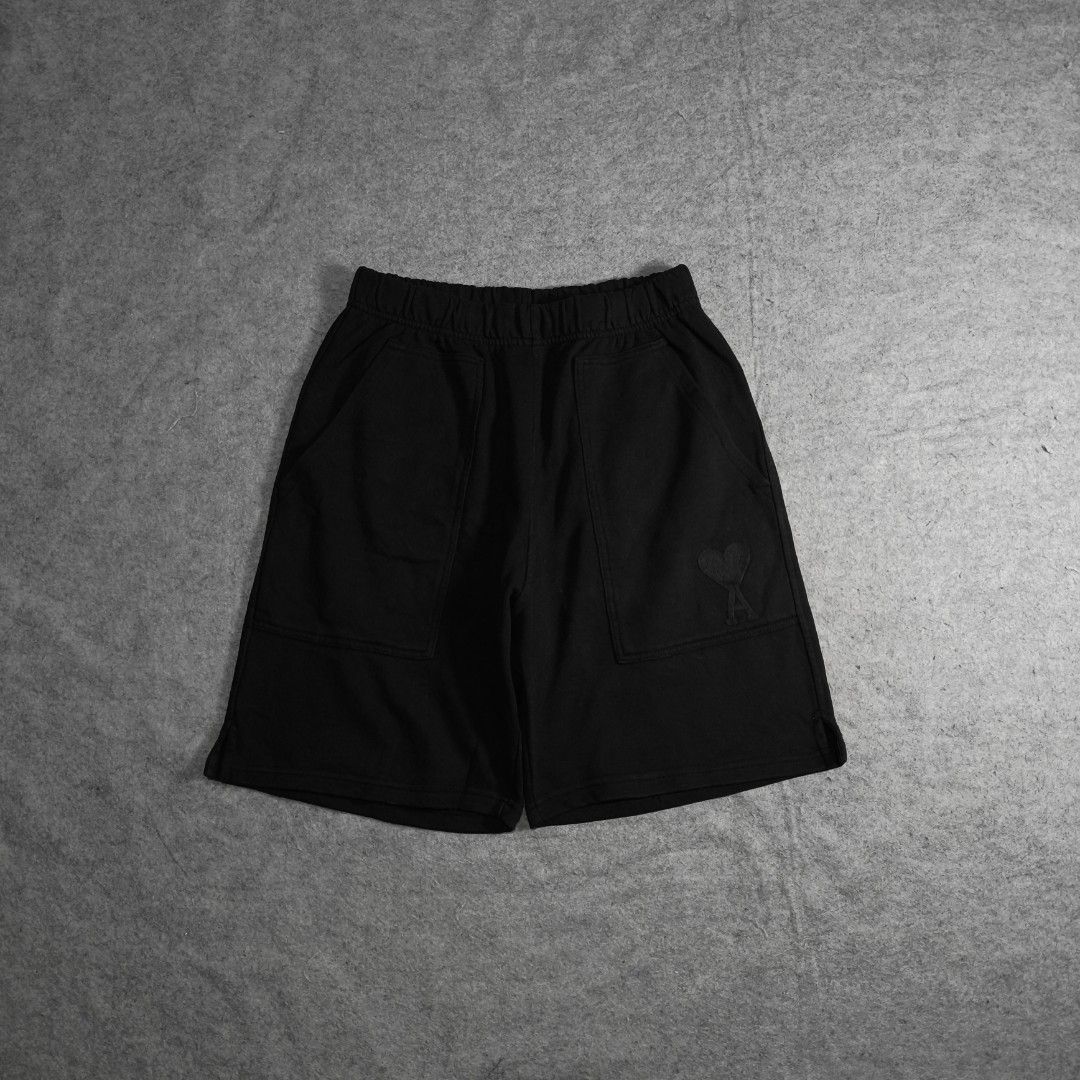 Ami Triple Black Sweat Short (Category: Shorts) located in Manila. Submitted by shykes_26 (Listing ID 1461565598, Image 2). Description: Dimensions: Waist - 26-40 Length - 18.5 Leg open - 12 Issues: Missing lace.