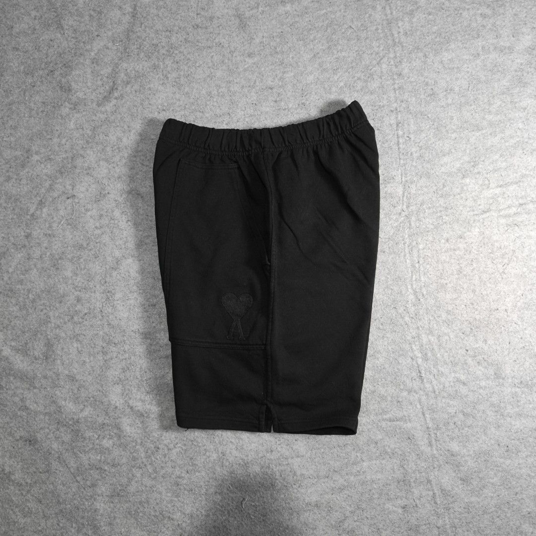 Ami Triple Black Sweat Short (Category: Shorts) located in Manila. Submitted by shykes_26 (Listing ID 1461565598, Image 1). Description: Dimensions: Waist - 26-40 Length - 18.5 Leg open - 12 Issues: Missing lace.