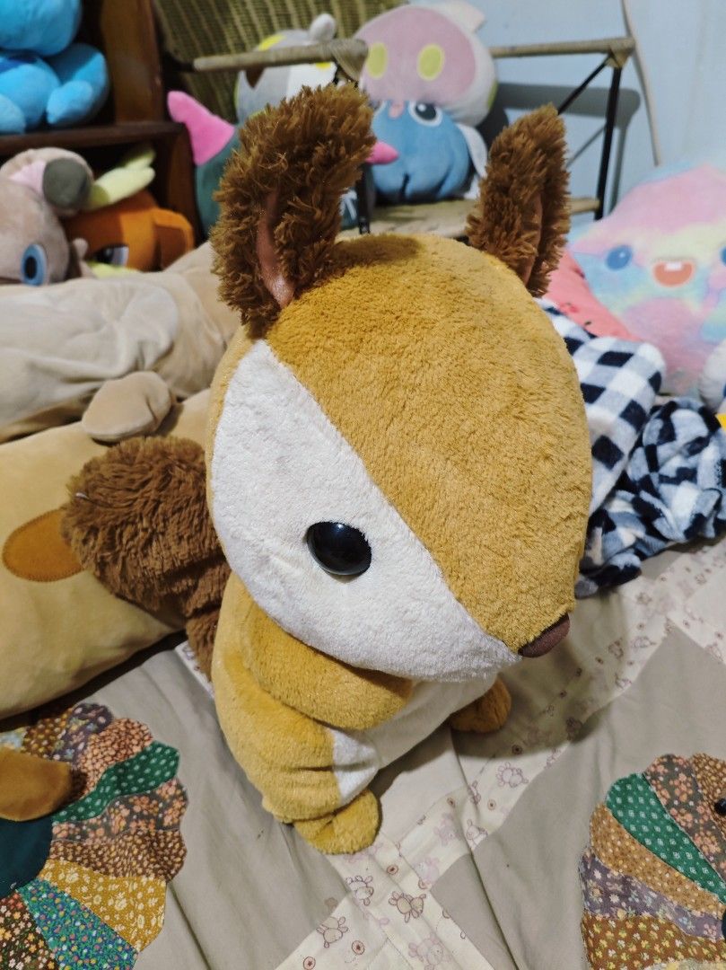 Amuse Squirrel Jumbo Plushie, Stuffed Plush Toy (Category: Plushies & Soft Toys) located in Lapu Lapu. Submitted by plurffle (Listing ID 1461641106, Image 1). Description: PLEASE READ DESCRIPTION AND DELIVERY DETAILS BEFORE MAKING OFFER "Korisu no Dongurin" 🐿️🥜 Dongurin Been only kept as decoration. What you see is what you get, no flaws. Very cute, huggable, and bulky! Brand/Etiketa: Amuse Measurement: Approximately 40 cm tall RFS: Declutterin