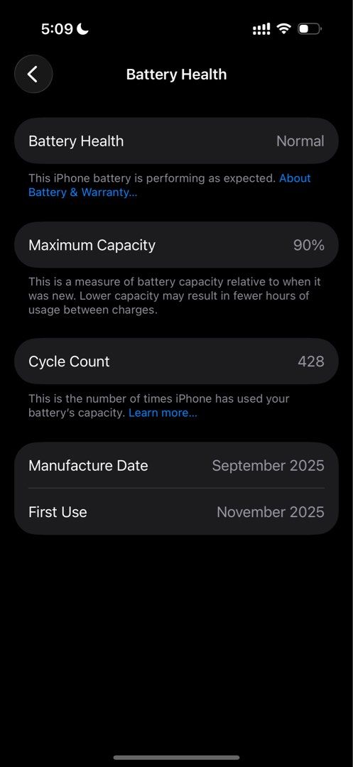Apple iPhone 17 Sage (Category: iPhone 17 Series) located in Manila. Submitted by roseeee001 (Listing ID 1461697953, Image 3). Description: - Dents lang sa side part (see pic) - No box, Cable and Case lang included - Excellent working condition - Battery Health: 90% (428 cycle count) - Manufactured: September 2025 - First Used: November 2025 - Negotiable po - Can do swap sa lower unit - Meet up Manila .