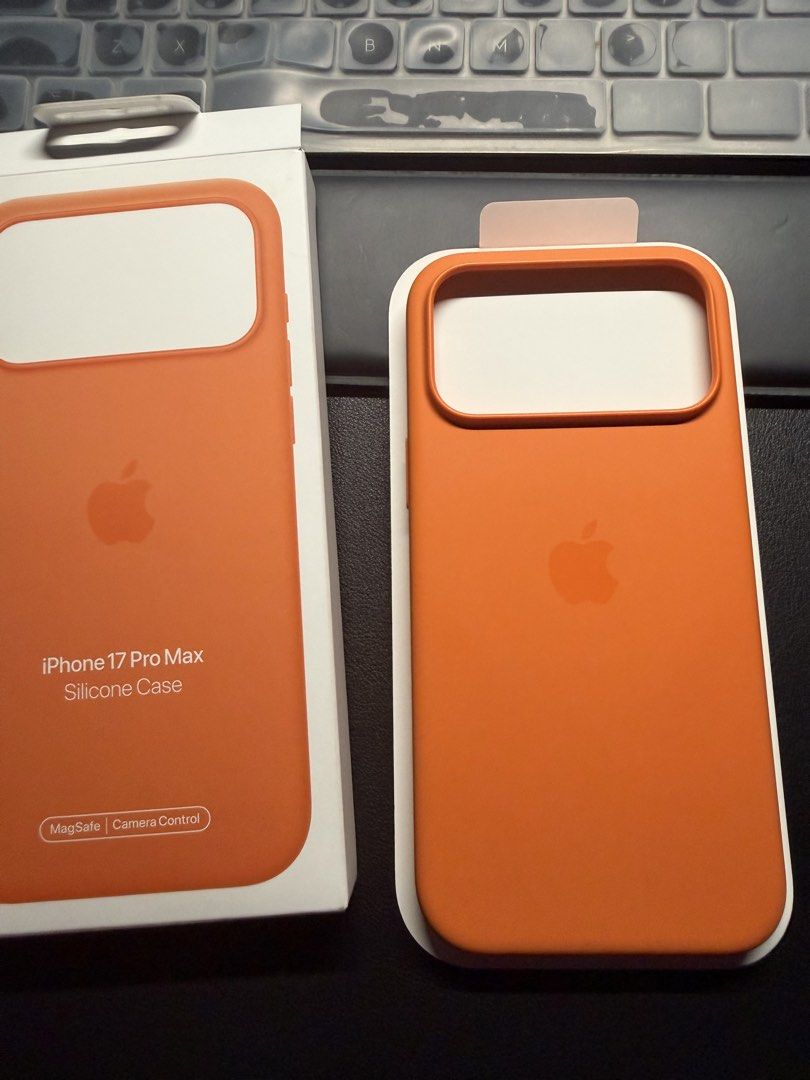 Apple Silicone Case Orange - iPhone 17 Pro Max (Category: Cases & Sleeves) located in Las Pinas. Submitted by thedonk666 (Listing ID 1461619797, Image 1). Description: SRP 3,390 Selling for 2.5k Used but almost new condition Complete with OG box. Bought in JP Open for trades to Caudabe or Techwoven.