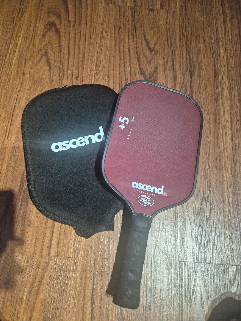 Ascend Pickleball Paddle +5 Plus Five (Kevlar) (Category: Racket and Ball Sports) located in Paranaque City. Submitted by MrDeclutterRGSD (Listing ID 1461649807, Image 2). Description: Ascend +5 Plus Five pickleball paddle with protective cover. Kevlar face. USA Pickleball approved. P3500.