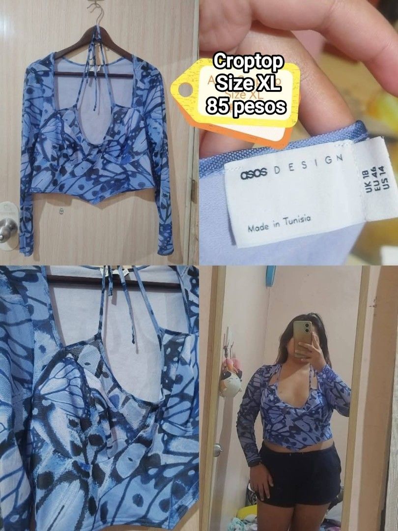 Asos Croptop (Category: Others Tops) located in Cebu City. Submitted by anythingpretty04 (Listing ID 1461681231, Image 1). Description: Mesh sleeves , halter tier , best fit XL..