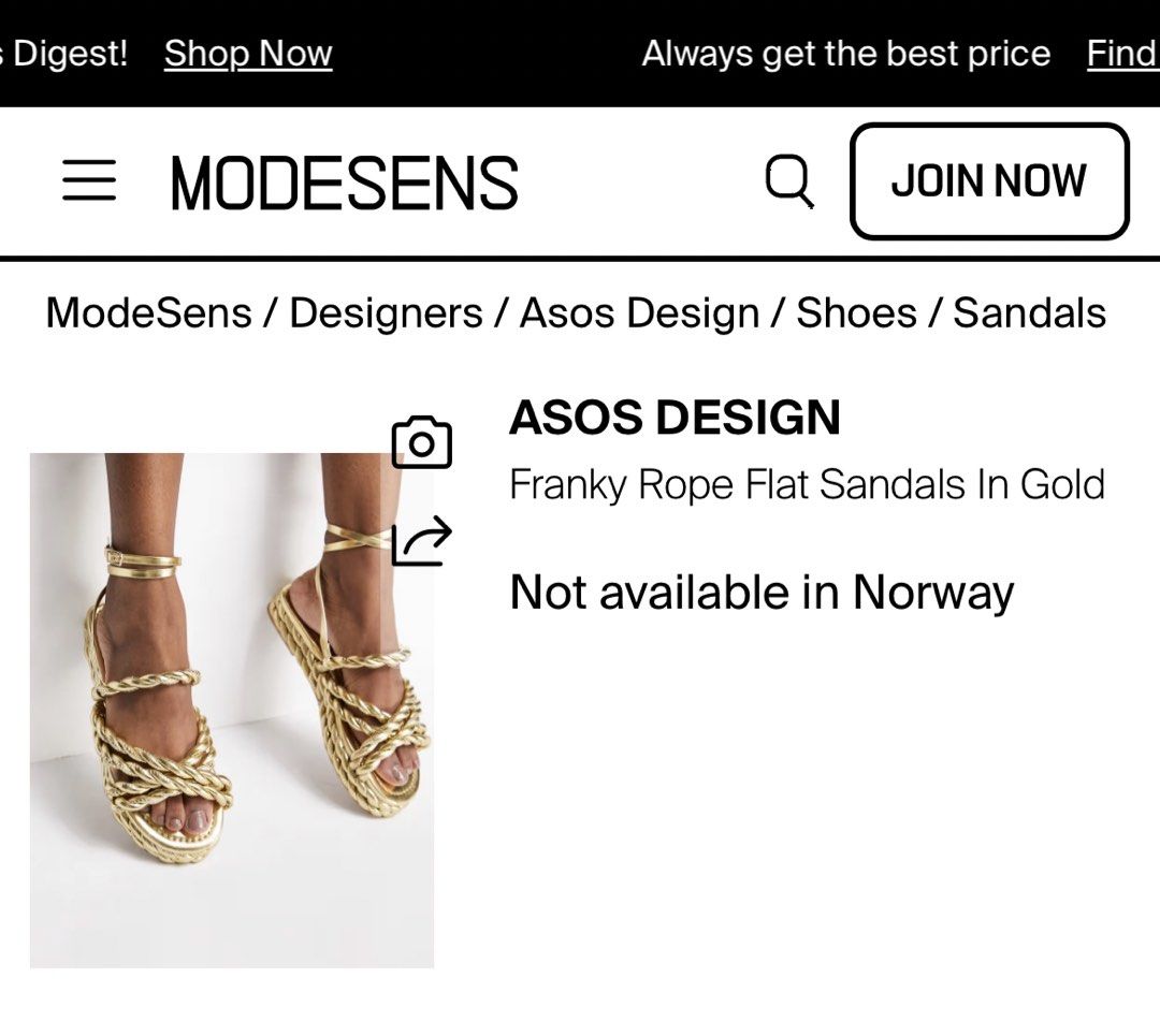 ASOS DESIGN Gold Franky Rope Flat Sandals (Category: Flats & Sandals) located in Tabaco. Submitted by devskie (Listing ID 1461727191, Image 1). Description: - ASOS DESIGN Franky Rope Flat Sandals - Color: Gold - Design: Braided rope across the foot - Features: Thin ankle strap - Sole color: Light brown - Ideal for: Summer wear Size 37.