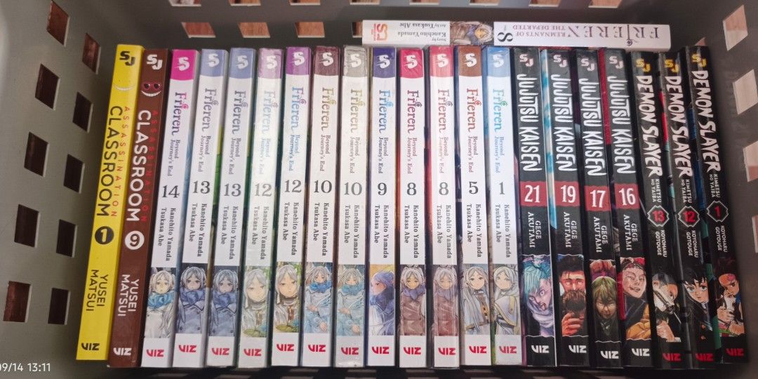 Assorted Mangas For Sale (Category: Storybooks) located in Puerto Princesa. Submitted by liveburn.4277 (Listing ID 1461603833, Image 1). Description: Selling my extra copies of Frieren Beyond Journey's End, Jujutsu Kaisen, Demon Slayer, and Assassination Classroom ‼️ For sale ‼️ 📌 Frieren Beyond Journey's End Volume 1,5,8,9,10,12,13,14 Jujutsu Kaisen Volume 16,17,19,21 Demon Slayer Volume 1,12,12 Assassination Classroom Volume 1,9 📌 250-200 eac