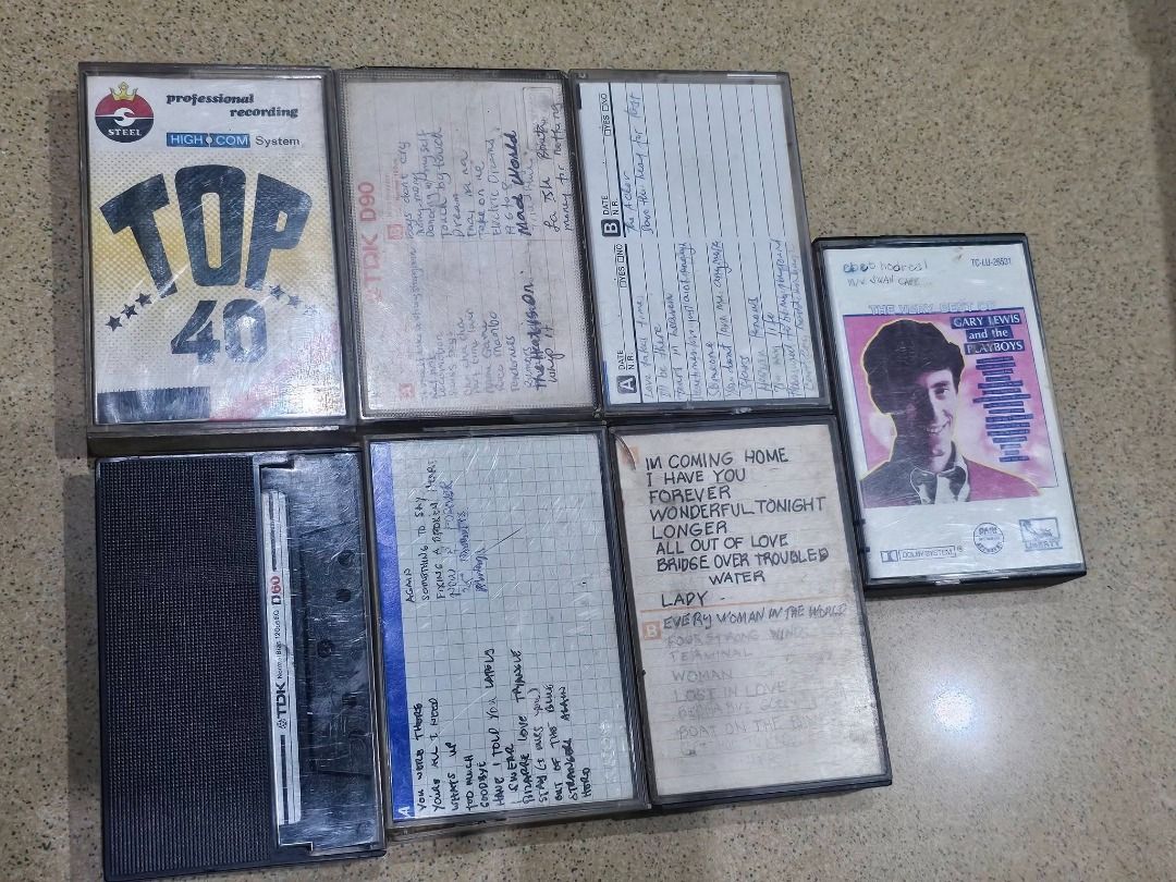 Assorted Vintage Casette Tapes (Category: Vintage Collectibles) located in Makati City. Submitted by luckymoonshop (Listing ID 1461693280, Image 1). Description: Vintage Casette Tapes PHP 50.00 each Unable to check if still working, buy at your own risk Location: Makati City Mode of Payment: Gcash/Maya/Bank Transfer.