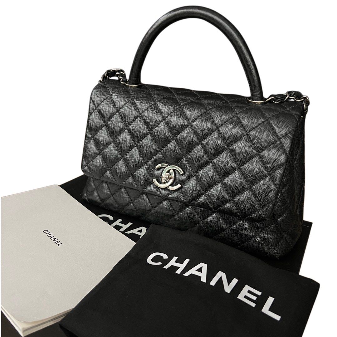 AUTHENTIC CHANEL COCO HANDLE MEDIUM | BLACK CAVIAR | SERIES 21 (Category: Luxury Bags & Wallets) located in Cavite. Submitted by charmscloset888 (Listing ID 1461795061, Image 3). Description: CHANEL COCO HANDLE MEDIUM | BLACK CAVIAR | SERIES 21 ₱235,000 Beautiful Chanel Coco Handle Medium in classic Black Caviar Leather with silver/ruthenium-tone hardware. 🤎🖤 One of the nicest things about this piece is the caviar leather — still very textured,