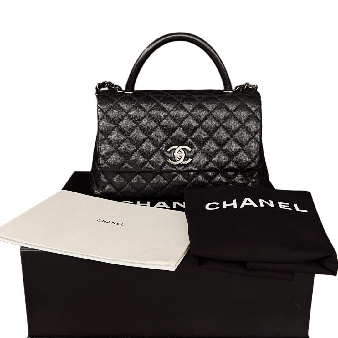 AUTHENTIC CHANEL COCO HANDLE MEDIUM | BLACK CAVIAR | SERIES 21 (Category: Luxury Bags & Wallets) located in Cavite. Submitted by charmscloset888 (Listing ID 1461795061, Image 1). Description: CHANEL COCO HANDLE MEDIUM | BLACK CAVIAR | SERIES 21 ₱235,000 Beautiful Chanel Coco Handle Medium in classic Black Caviar Leather with silver/ruthenium-tone hardware. 🤎🖤 One of the nicest things about this piece is the caviar leather — still very textured,