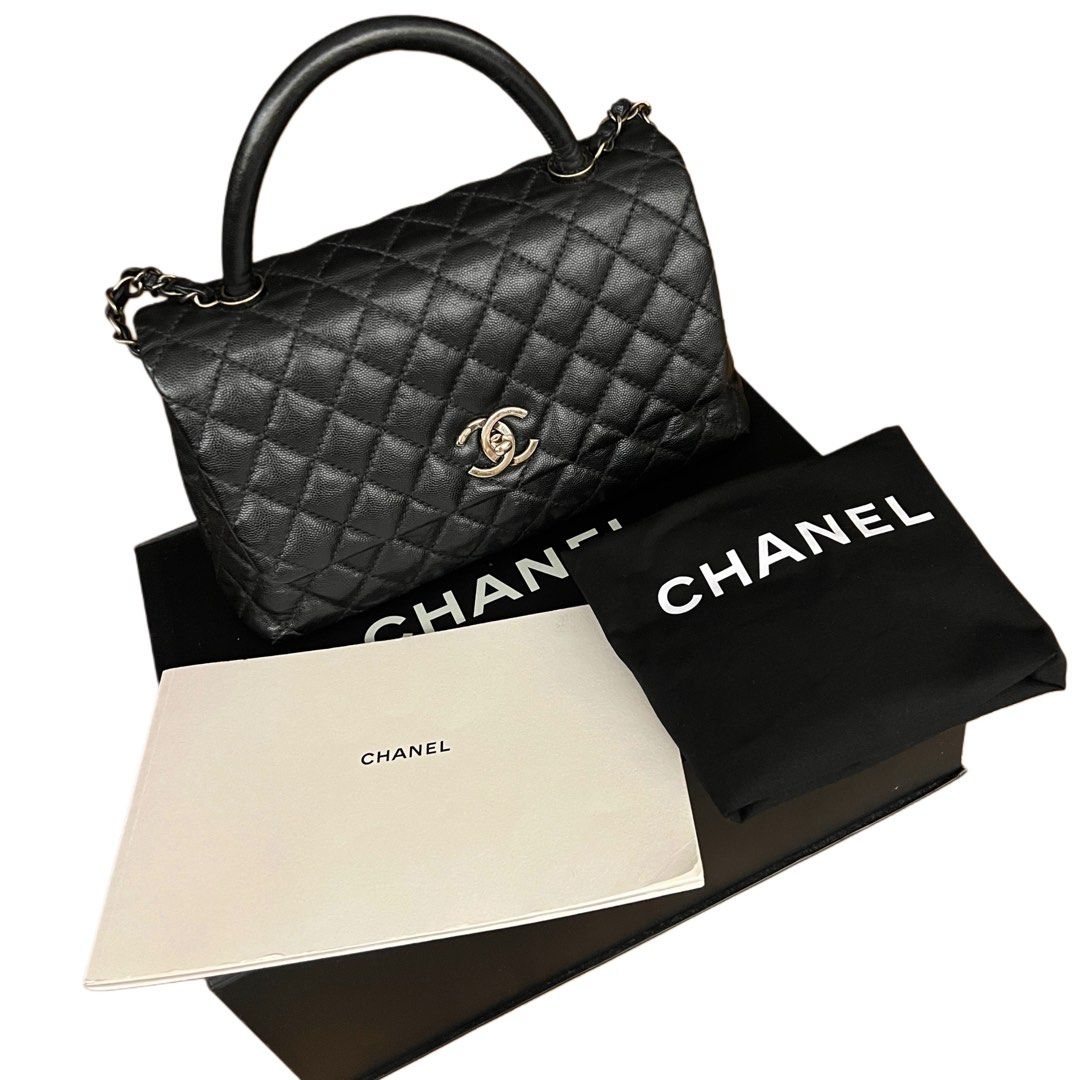 AUTHENTIC CHANEL COCO HANDLE MEDIUM | BLACK CAVIAR | SERIES 21 (Category: Luxury Bags & Wallets) located in Cavite. Submitted by charmscloset888 (Listing ID 1461795061, Image 2). Description: CHANEL COCO HANDLE MEDIUM | BLACK CAVIAR | SERIES 21 ₱235,000 Beautiful Chanel Coco Handle Medium in classic Black Caviar Leather with silver/ruthenium-tone hardware. 🤎🖤 One of the nicest things about this piece is the caviar leather — still very textured,