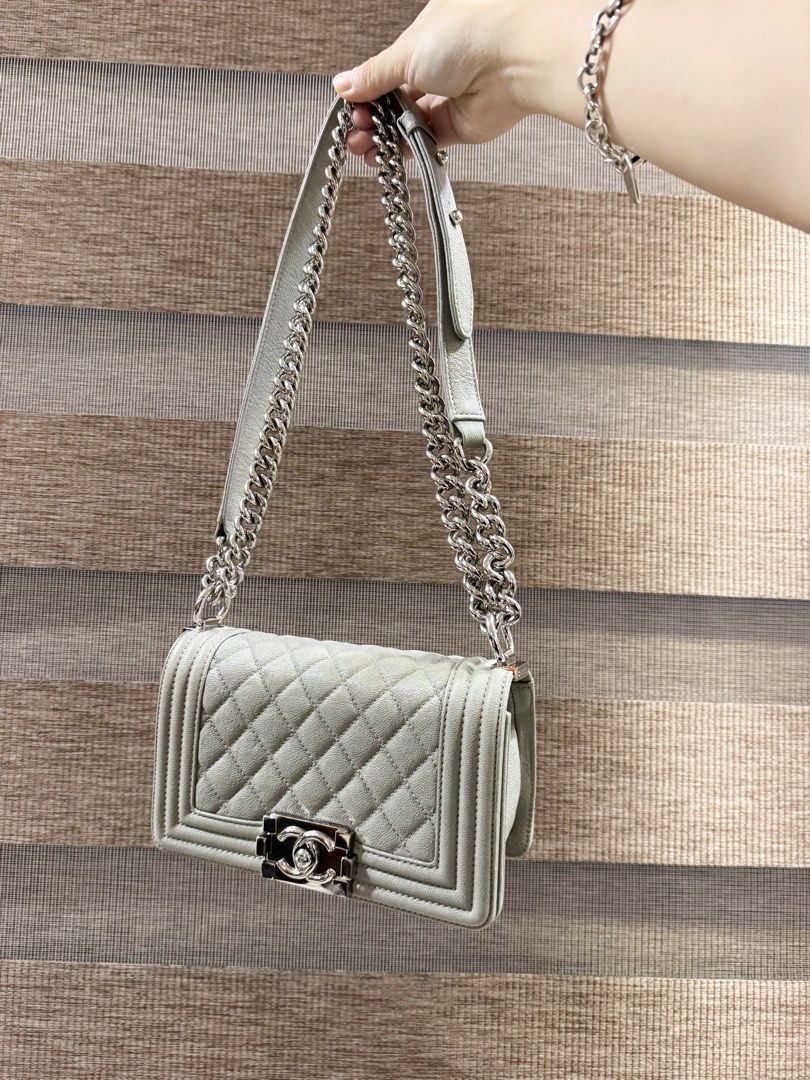 AUTHENTIC Chanel Le Boy Small in Light Taupe SHW (Category: Luxury Bags & Wallets) located in Quezon City. Submitted by closetofcoco (Listing ID 1461569962, Image 3). Description: GUARANTEED AUTHENTIC NO LOW BALLING PM TO INQUIRE .