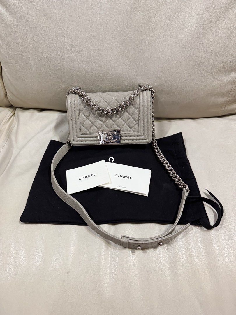 AUTHENTIC Chanel Le Boy Small in Light Taupe SHW (Category: Luxury Bags & Wallets) located in Quezon City. Submitted by closetofcoco (Listing ID 1461569962, Image 1). Description: GUARANTEED AUTHENTIC NO LOW BALLING PM TO INQUIRE .