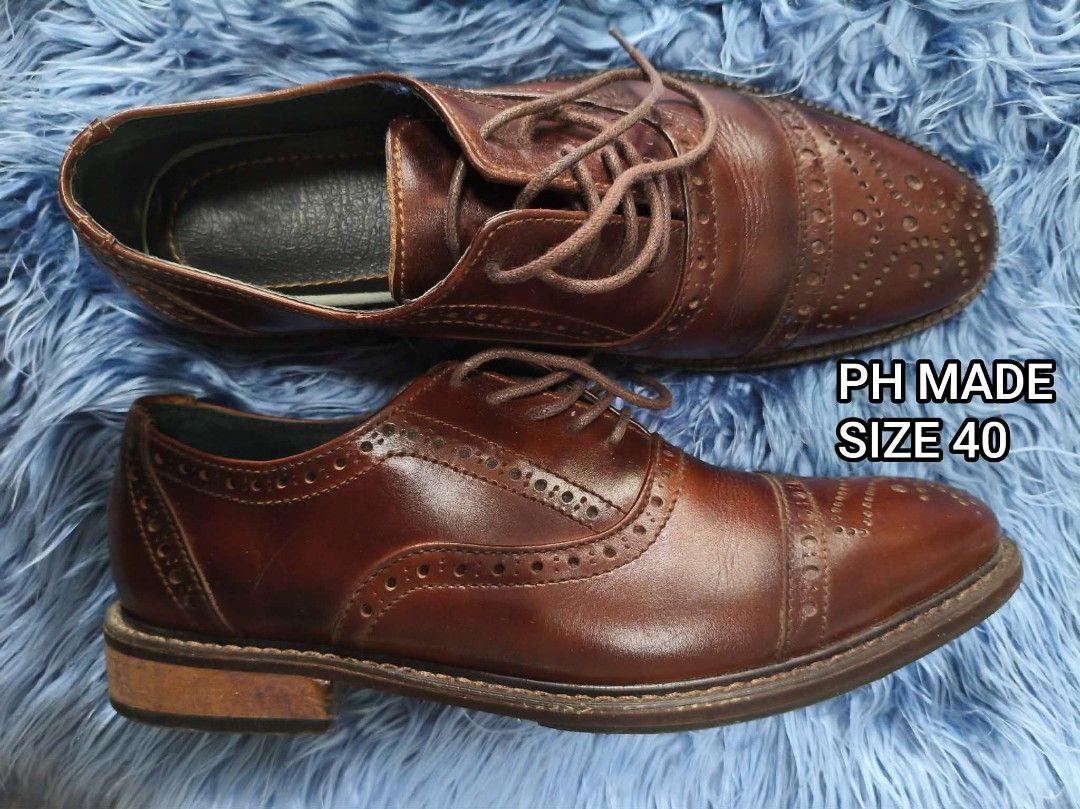 Authentic Locally Made Leather Shoes (USED) (Category: Dress Shoes) located in Angeles City. Submitted by donedealnaidol (Listing ID 1461750933, Image 1). Description: Authentic Used Locally Made Leather Shoes Size: US 7 Condition: 9/10 Issues: None.