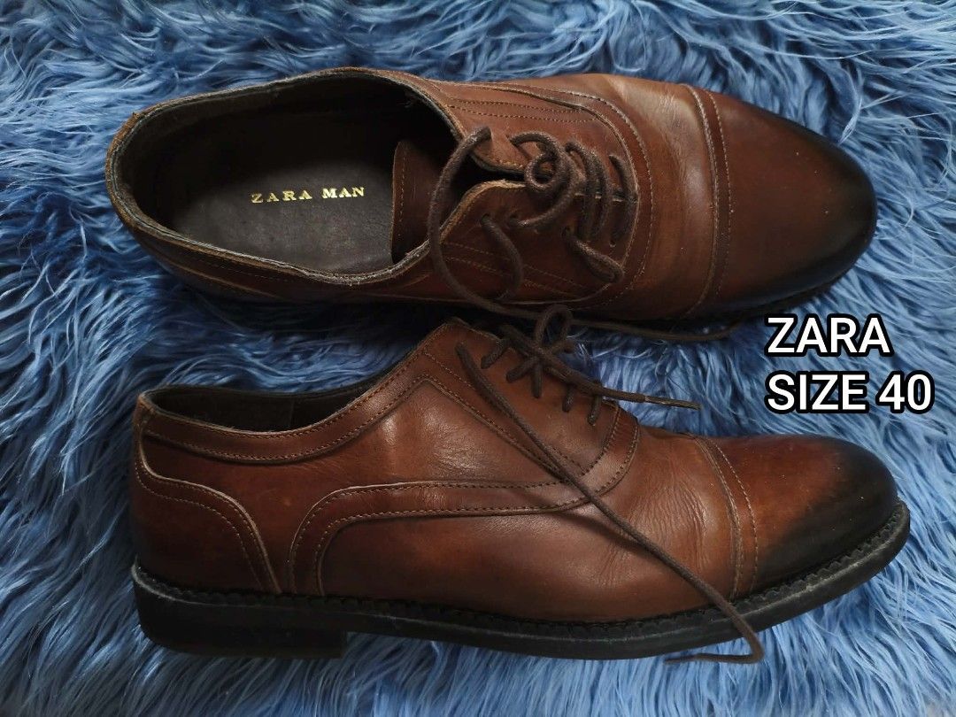 Authentic Zara Leather Shoes (USED) (Category: Dress Shoes) located in Angeles City. Submitted by donedealnaidol (Listing ID 1461749961, Image 1). Description: Authentic Used Zara Leather Shoes Size: US 7 Condition: 8/10 Issues: Signs of Usage.