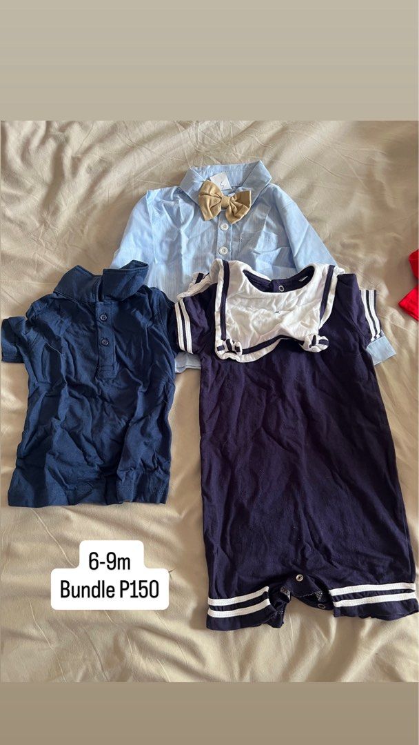 Baby clothes 6-9m 9-12m (Category: Babies & Kids Fashion) located in San Juan City. Submitted by riannaaaaa21 (Listing ID 1461670666, Image 2). Description: Take all bundle P500 Per price bundle posted Loc sta mesa manila.