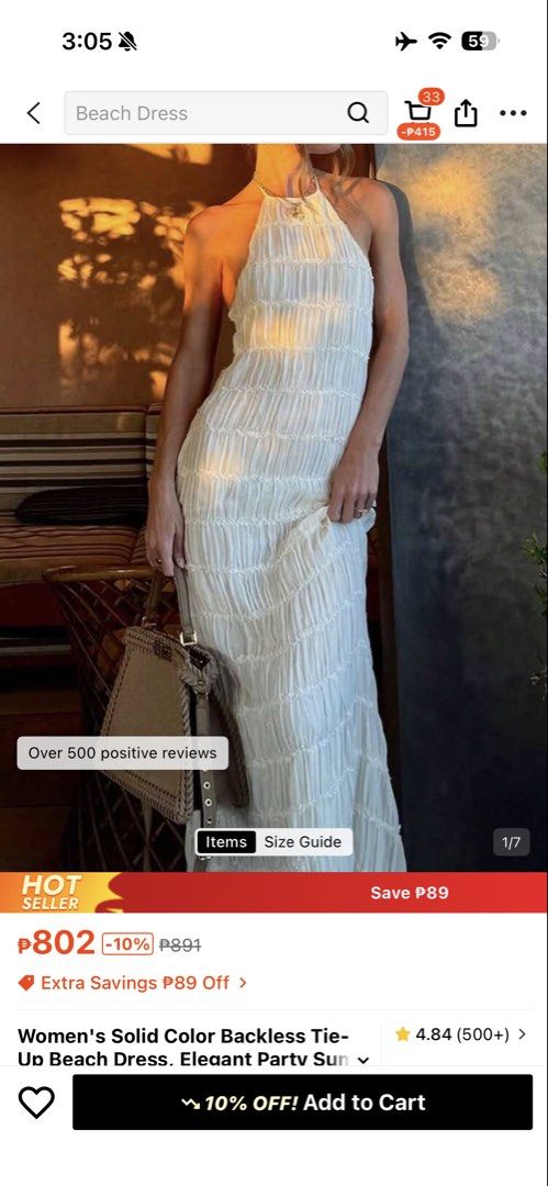 Backless beach dress (Category: Dresses) located in Manila. Submitted by dannielaaa (Listing ID 1461627353, Image 1). Description: used once .