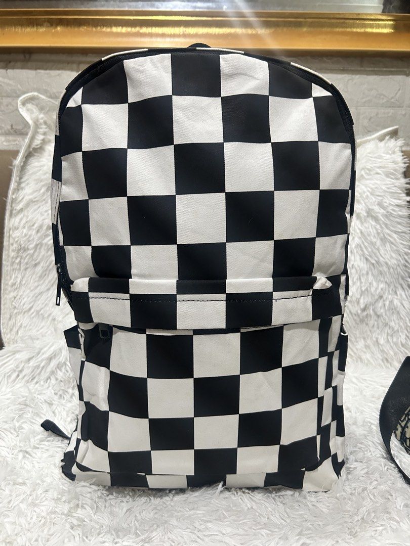 Backpacks for Mens (Category: Backpacks) located in Pasig City. Submitted by minminreyn (Listing ID 1461739852, Image 1). Description: Black and white Checkered Backpack Unbranded Maganda sa personal hindi nmn pang mukang murayta quality Kasya laptop books Cavite or Qc (Sunday,Monday).