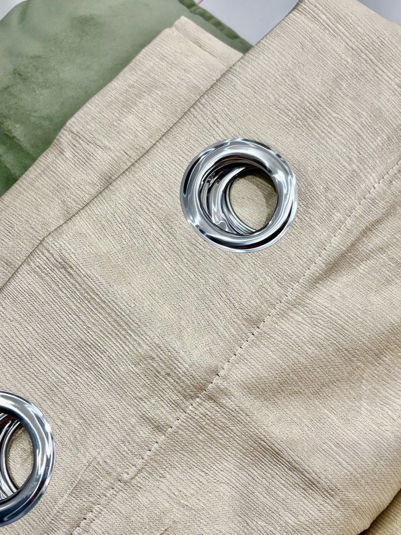 Beige Curtains (Category: Curtains & Blinds) located in Manila. Submitted by shnnnazana (Listing ID 1461585181, Image 3). Description: 10 rings 6ft 80-90% blackout Textured 2 pcs available -300 each Get both 600 nego Loc: pasig.