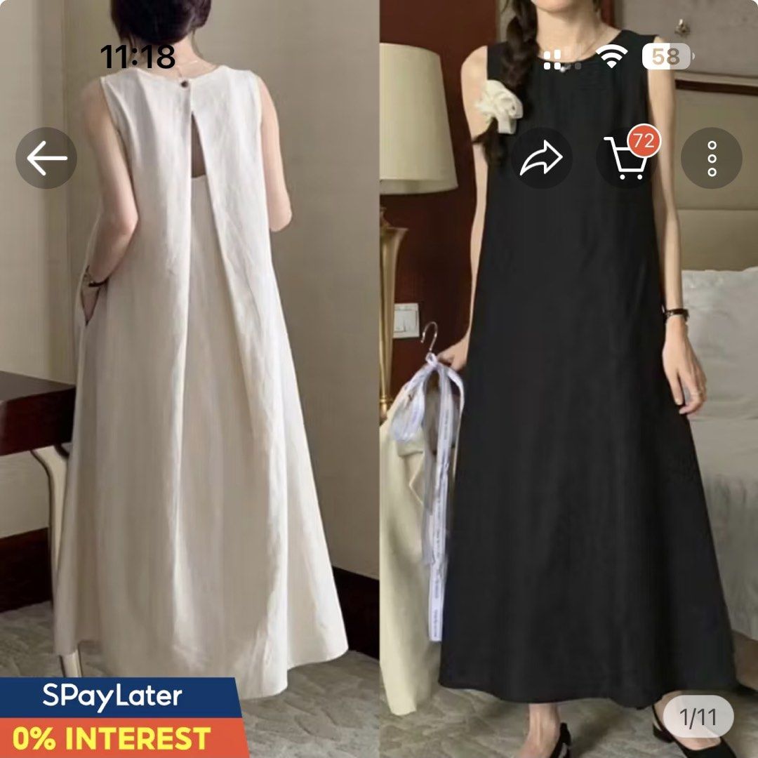 Black maxi dress (Category: Dresses) located in Manila. Submitted by violet04 (Listing ID 1461562496, Image 1). Description: Free size, has slit on back. Can fit s-large frame. Used onceeee.