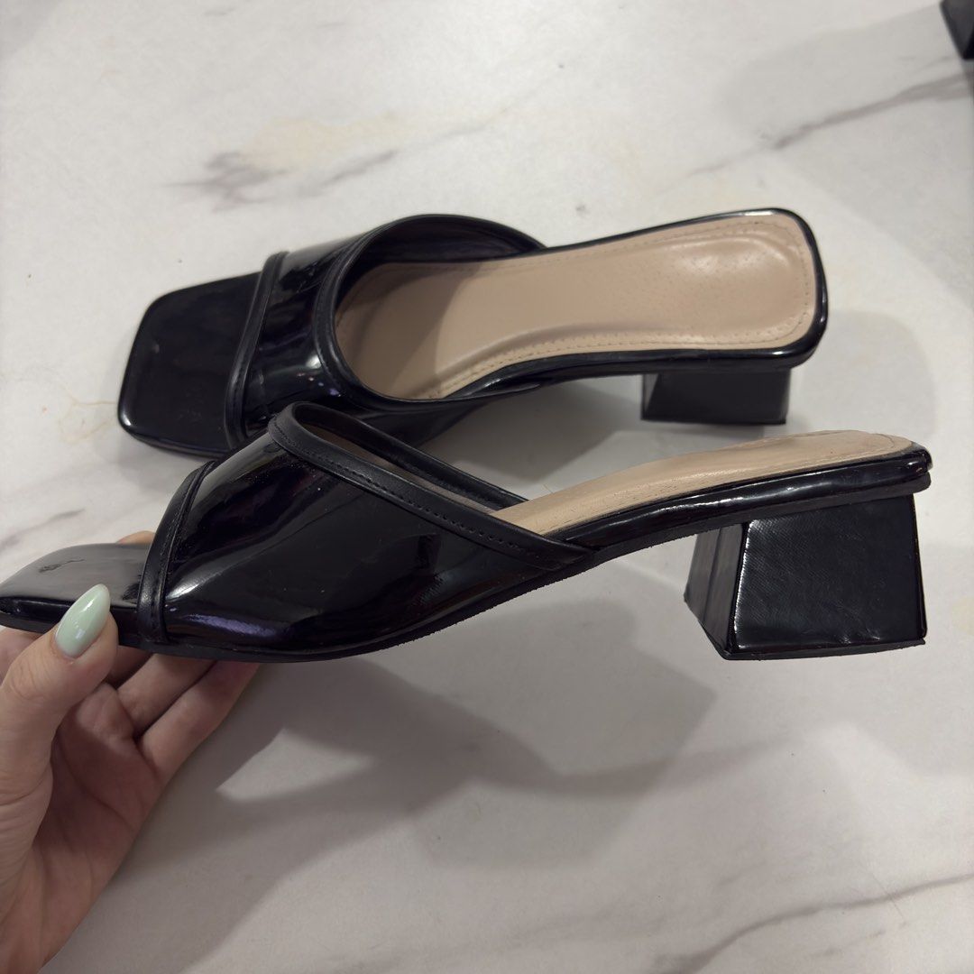 Black Patent Square Toe Block Heel Mules Sandals (Category: Heels) located in Manila. Submitted by wildstar-a982 (Listing ID 1461630084, Image 2). Description: Marikina Made Black Square Toe Heels Size 37 Location: Baliwag, Bulacan - can do meetup around baliwag Shipping: J&T, Lalamove, and SPX - shipping fee will be buyer’s expense .