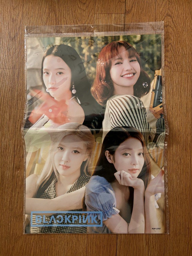 BLACKPINK Poster (Category: K-Wave Merchandise) located in Talisay. Submitted by bladisglad (Listing ID 1461754584, Image 1). Description: ✰ BLACKPINK poster featuring Jisoo, Jennie, Rosé, and Lisa. ✰ bought at a convention 3 years ago for 250 pesos ✰ poster is folded in half with visible creases on the back ✰ never used and still in original plastic packaging ✰ ideal for any BLINK's room or space decoration.