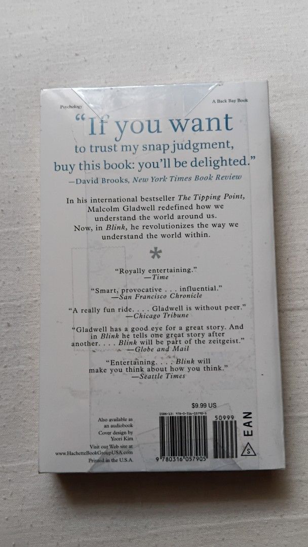"Blink" by Malcolm Gladwell (Category: Storybooks) located in Antipolo. Submitted by imperial_trader (Listing ID 1461645720, Image 2). Description: - RFS: personal emergency *NEGOTIABLE/OPEN TO OFFERS as well - offers will be considered until a deal is made (items are delivered to the buyer and payment is made) - auto accept price: Php 600 - new/unopened - with original sealed plastic - softbound.