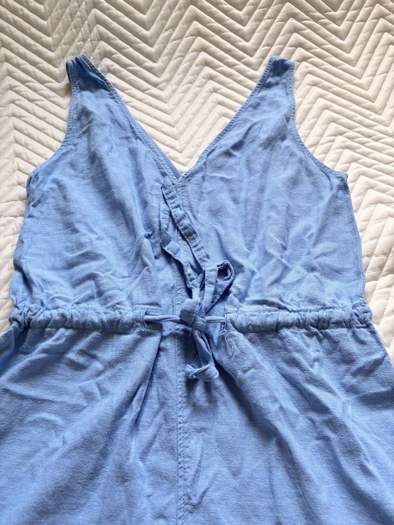 Blue Romper Linen F&F (Category: Rompers) located in Anda. Submitted by disaccharide (Listing ID 1461659810, Image 3). Description: good as new no flaws linen F&F Brand Adjustable waist small to medium .