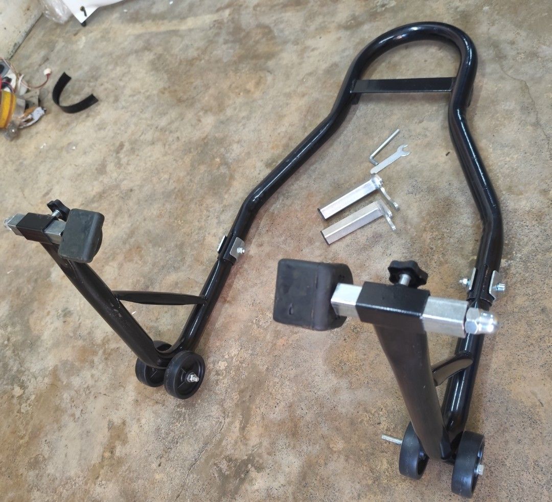 Brandnew 2in1 Motorcycle Paddock Stand (Category: Body Parts and Accessories) located in Bulacan. Submitted by makdelacru19738 (Listing ID 1461579302, Image 2). Description: Brandnew 2in1 Motorcycle Paddock Stand 1000 lang Nearby Area (ung kaya ipalalamove para Sameday makuha nio na) *(No COD)Payment (Gcash or Bank Transfer) Pag Nandto na Rider nio (Video Call Para Sure) Location: Marilao Poblacion 2 or Pin: Marilao Secret Shop 09760536430.
