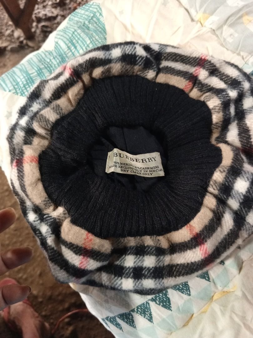 Burberry Nova Check Wool Cashmere Beret Hat (Category: Caps & Hats) located in Caloocan City. Submitted by grandhorse-c5575b (Listing ID 1461603029, Image 2). Description: - Classic Burberry beret - Iconic nova check pattern - Made from soft merino wool and cashmere blend - Warm and comfortable for cooler weather - Stylish accessory to elevate any outfit - Refer to label for material and care instructions.